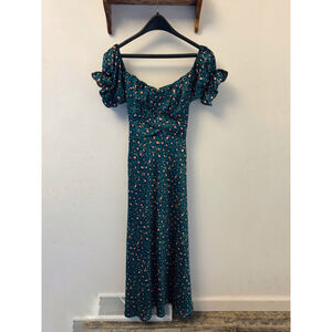 Hello Molly Spiced Ginger Medley Maxi Dress Green Leopard Print